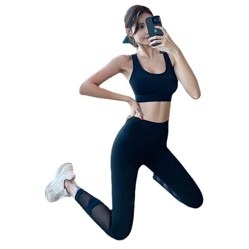 Damen Sport-BH und Leggings Set mit atmungsaktiven Mesh-Einsätzen und figurformendem Schnitt WW
