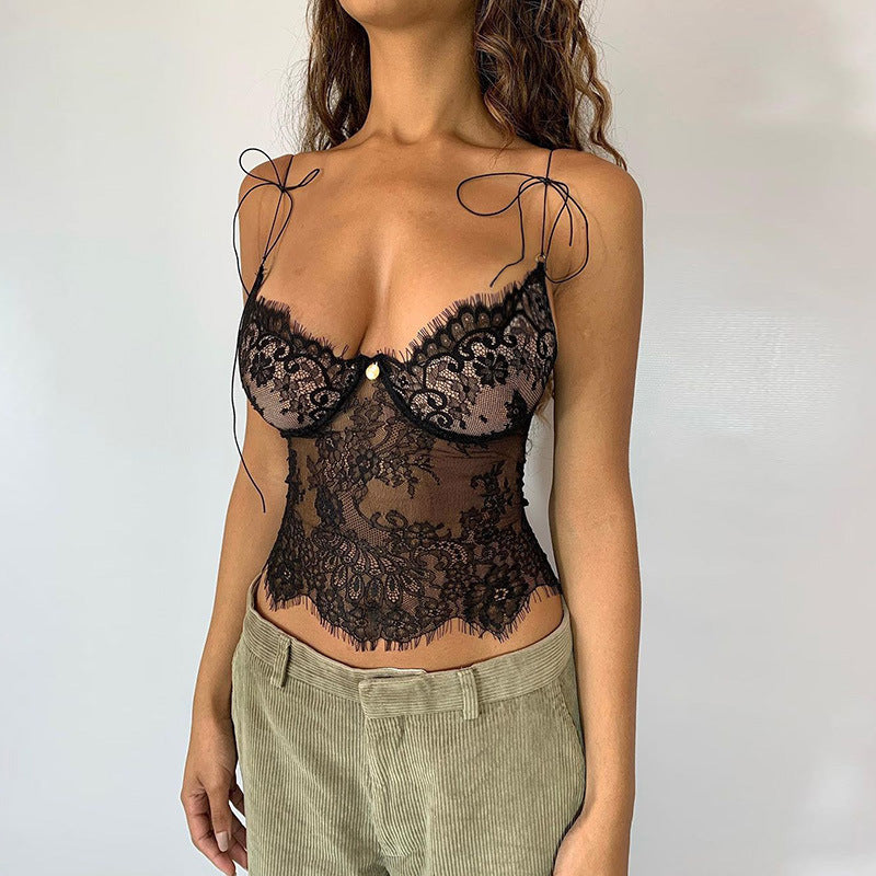 Damen Spitzen-Bustier mit verstellbaren Trägern und romantischen Details WW