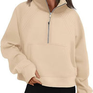 Damen Sportlicher Hoodie mit hohem Kragen WW