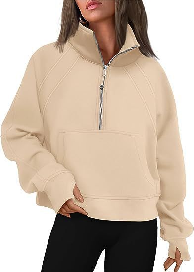 Damen Sportlicher Hoodie mit hohem Kragen WW