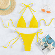 Damen Bikini-Set mit raffinierten Bindeschnüren und strukturierter Oberfläche WW