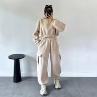 Damen Bequemer Freizeitanzug mit lässigem Schnitt und praktischen Taschen WW