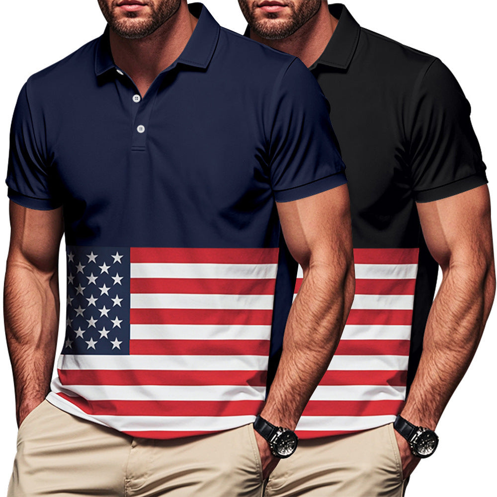 Herren Poloshirt mit Flaggenmuster WW