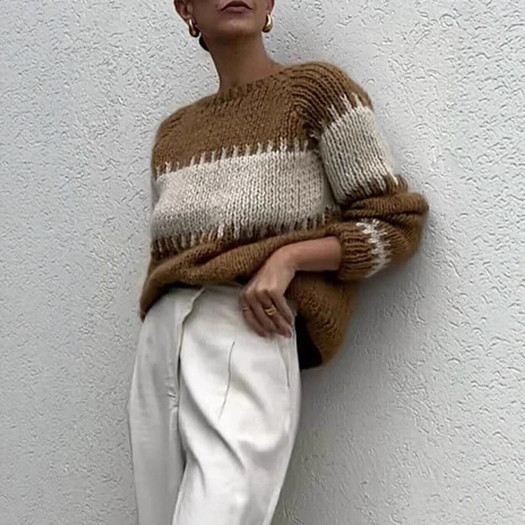 Damen gestrickter Oversized Pullover W&W Mode