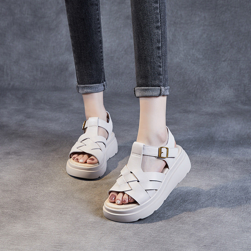 Damen Stilvolle Geflochtene Plateau Sandalen WW