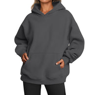 Damen oversized Kapuzenpullover aus weichem Baumwollmix mit praktischen Taschen WW