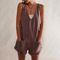 WW | Gewaschene Denim Adjustable Strap Shorts Jumpsuit