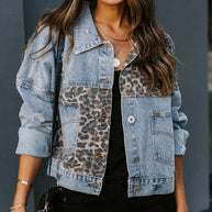 Damen Denimjacke mit einzigartigem Tiermuster und lässigem Schnitt WW