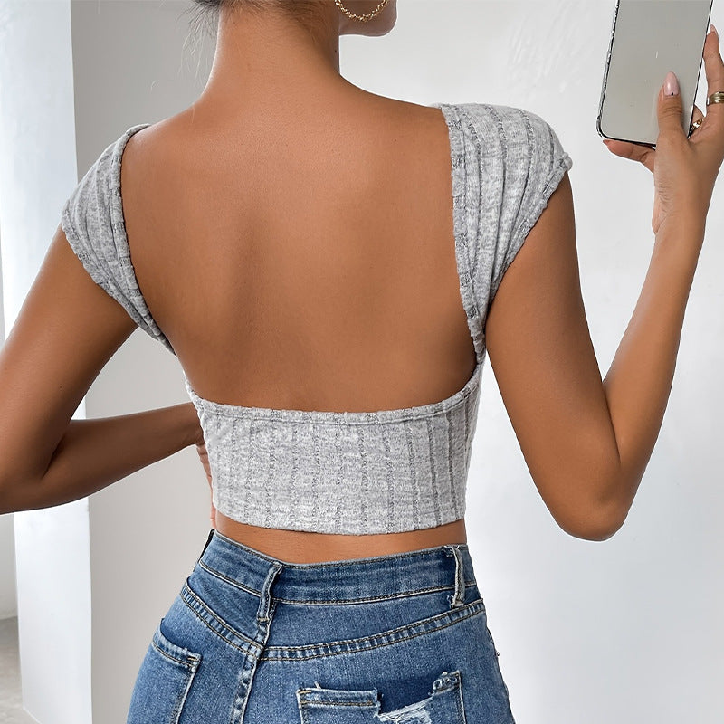 Damen figurbetontes Rippen-T-Shirt WW