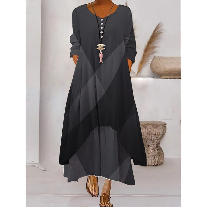 WW | Maxikleid mit Langen Ärmeln und Knopfverschluss
