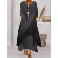 WW | Maxikleid mit Langen Ärmeln und Knopfverschluss