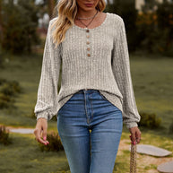 Damen Strickoberteil mit Knopfdetails und lässigem Schnitt WW