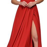 Damen elegantes Maxikleid mit seitlichem Schlitz