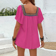 Damen luftige Sommerbluse mit Stickereien WW