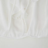 Damen Bluse mit romantischen Rüschen und tiefem V-Ausschnitt WW