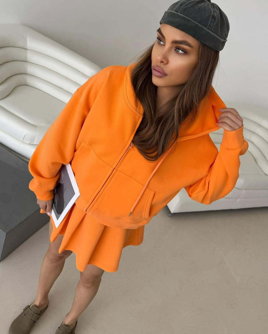 Damen Sportives Hoodie und Rock Set WW