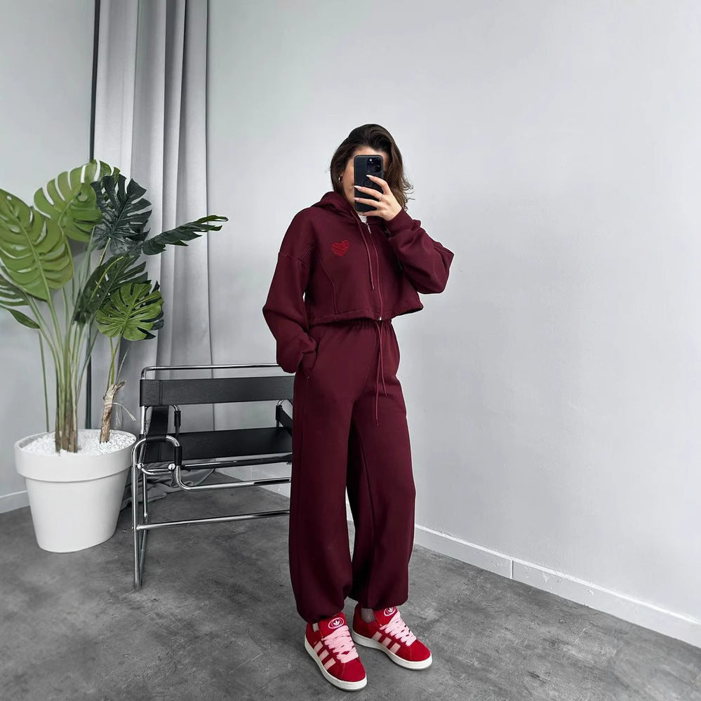 Damen Sportliches Crop-Top und weite Hose Set WW