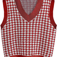 Damen Strickweste mit modernem Hahnentritt-Muster WW