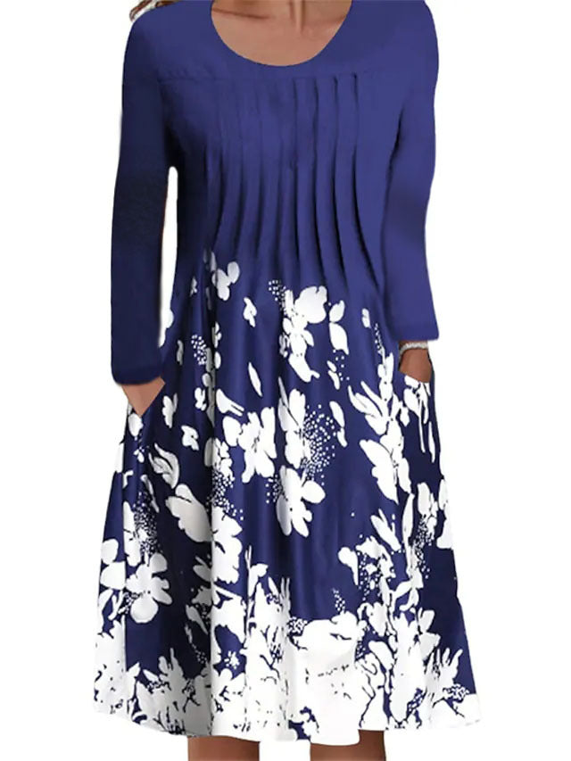Damen Freizeitkleid mit floralem Design und Taschen WW