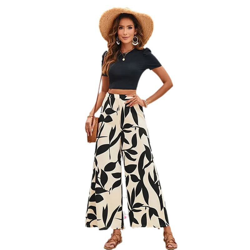 Damen Elegante weite Hose mit floralem Muster W&W