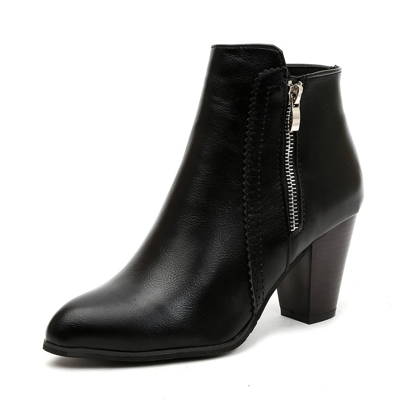 Damen elegante Stiefeletten mit modischem Reißverschluss und hochwertiger Sohle W&W