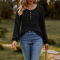Damen Strickoberteil mit Knopfdetails und lässigem Schnitt WW