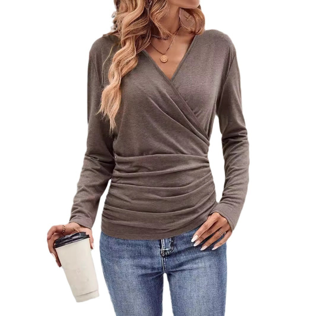 Damen Wickeltop aus weichem Jersey mit figurbetonendem Schnitt W&W Mode