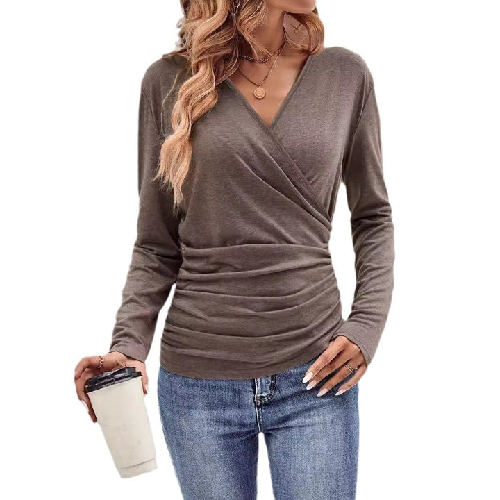 Damen Wickeltop aus weichem Jersey mit figurbetonendem Schnitt W&W Mode