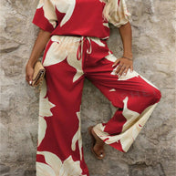 Damen entspanntes Jumpsuit mit floralem Design und elastischem Bund WW