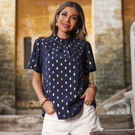 Damen Bluse mit geschmackvollem Punktedesign und eleganten Puffärmeln WW