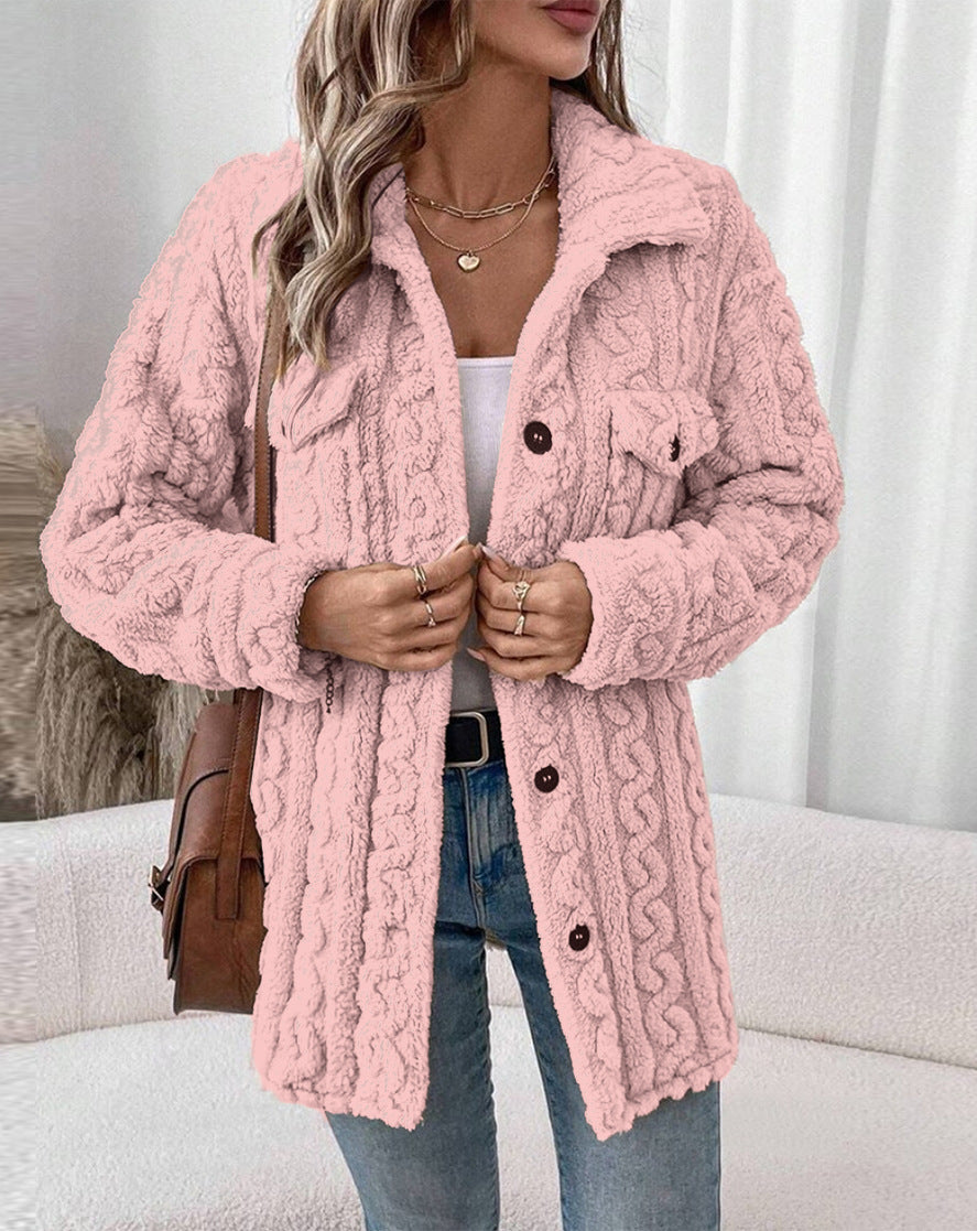 Damen Strickjacke mit Struktur und aufgesetzten Taschen WW