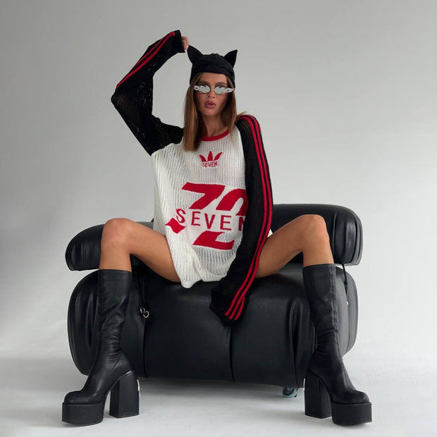 Damen Sportliches Oversized Sweatshirt mit kreativem Grafikdesign und sportlichem Akzent WW