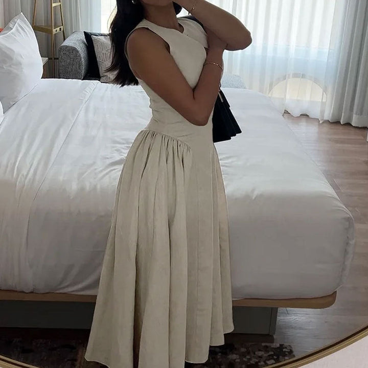 Damen Maxikleid mit schickem Schlüsseleffekt und voluminösem Rock W&W Mode