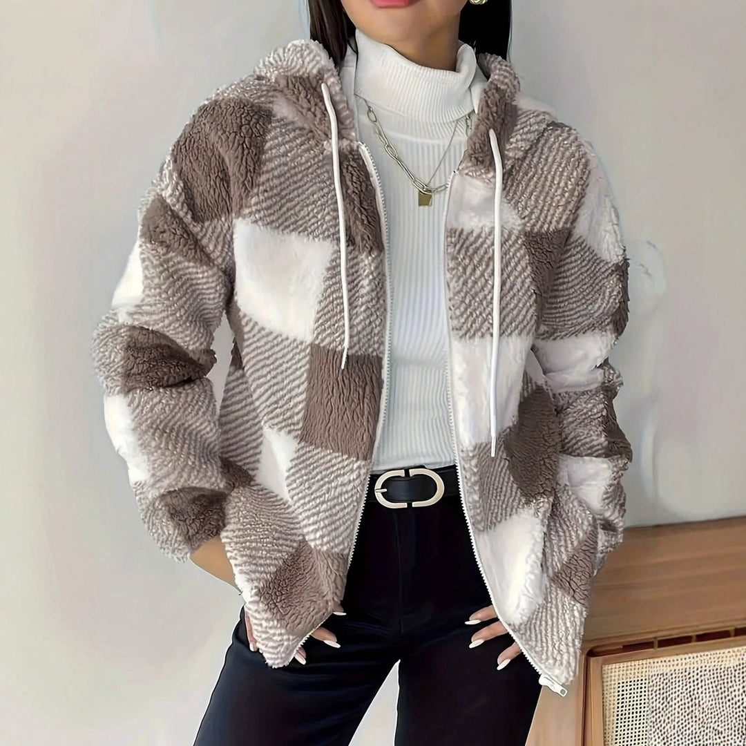 W&W Mode | Kariert Teddy Hoodie Jacke | Warm und Bequem für den Winter