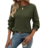 Damen lässiger Pullover mit feiner Rippstruktur und elastischen Bündchen WW