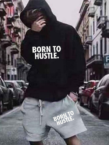 Damen Sportliches Hoodie und Shorts Set mit motivierendem Schriftzug WW