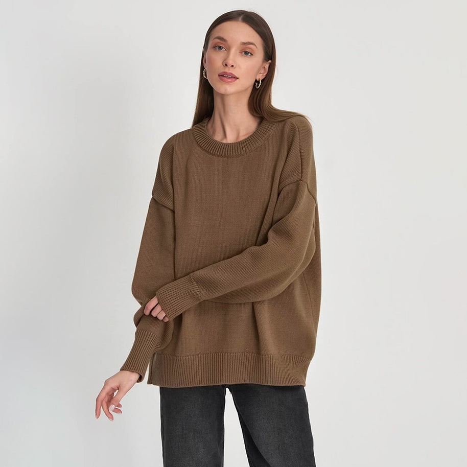 Damen Bequemer Oversized Pullover aus hochwertigem Strick WW