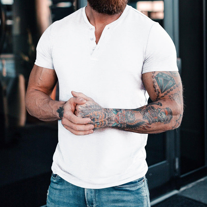 Herren modisches Kurzarmshirt mit klassischem Knopfleisten-Design WW