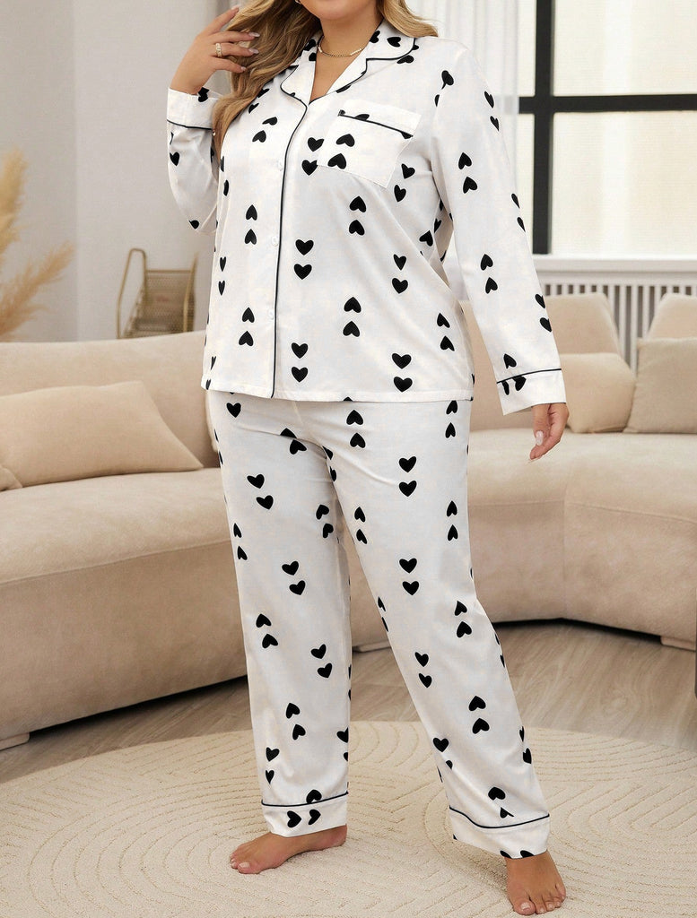 WW | Pyjama Aus Satin Mit Herzmotiv Für Frauen