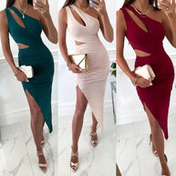 Damen Elegantes One-Shoulder-Kleid mit asymmetrischem Saum und raffinierten Cut-Outs WW