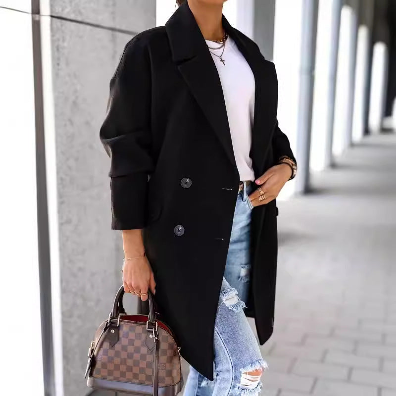 Dame Eleganter Doppelreiher Mantel WW