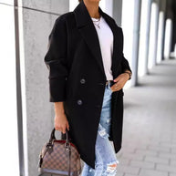 Dame Eleganter Doppelreiher Mantel WW