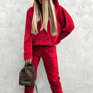 Damen Sportlicher Lounge-Set mit Kapuzenpullover und Hosen WW