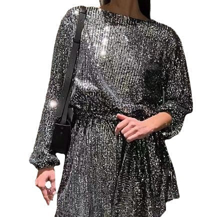 W&W Mode | Urlaubsfestmode Pailletten Taillengürtel Kleid