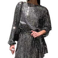 WW | Urlaubsfestmode Pailletten Taillengürtel Kleid