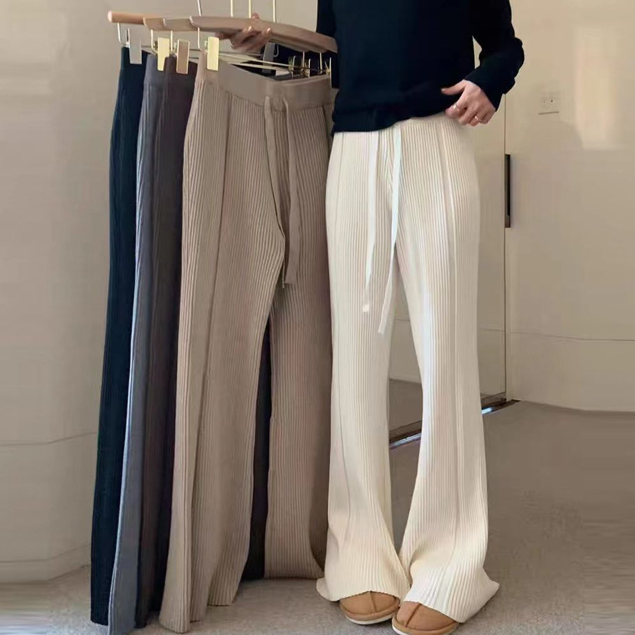 Damen Bequeme Plissee-Hose mit elastischem Bund und weitem Bein WW