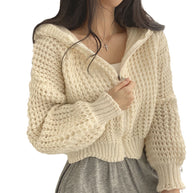 Damen bequeme Strickjacke mit sportlichem Reißverschluss und kuscheligem Material WW