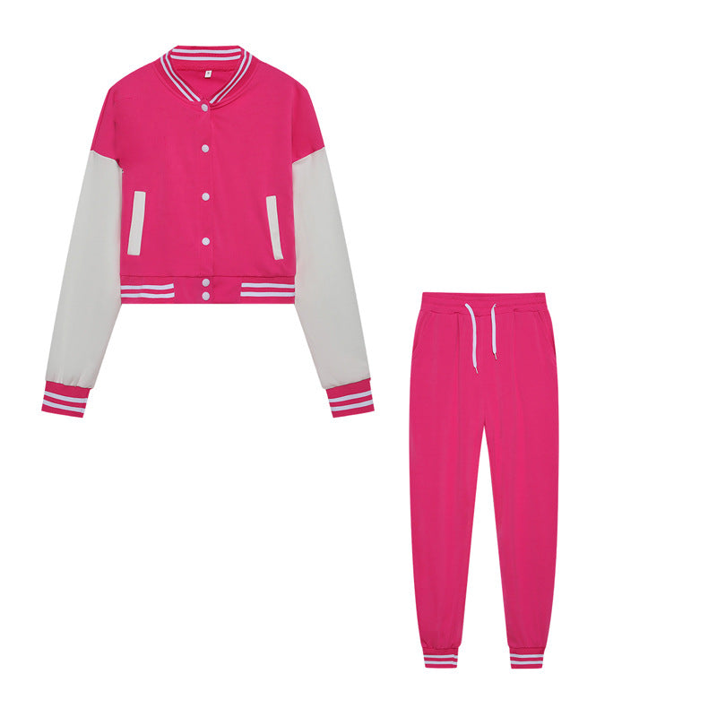 Damen Sportliches Set mit cropped Jacke und Jogginghose im modernen Look WW