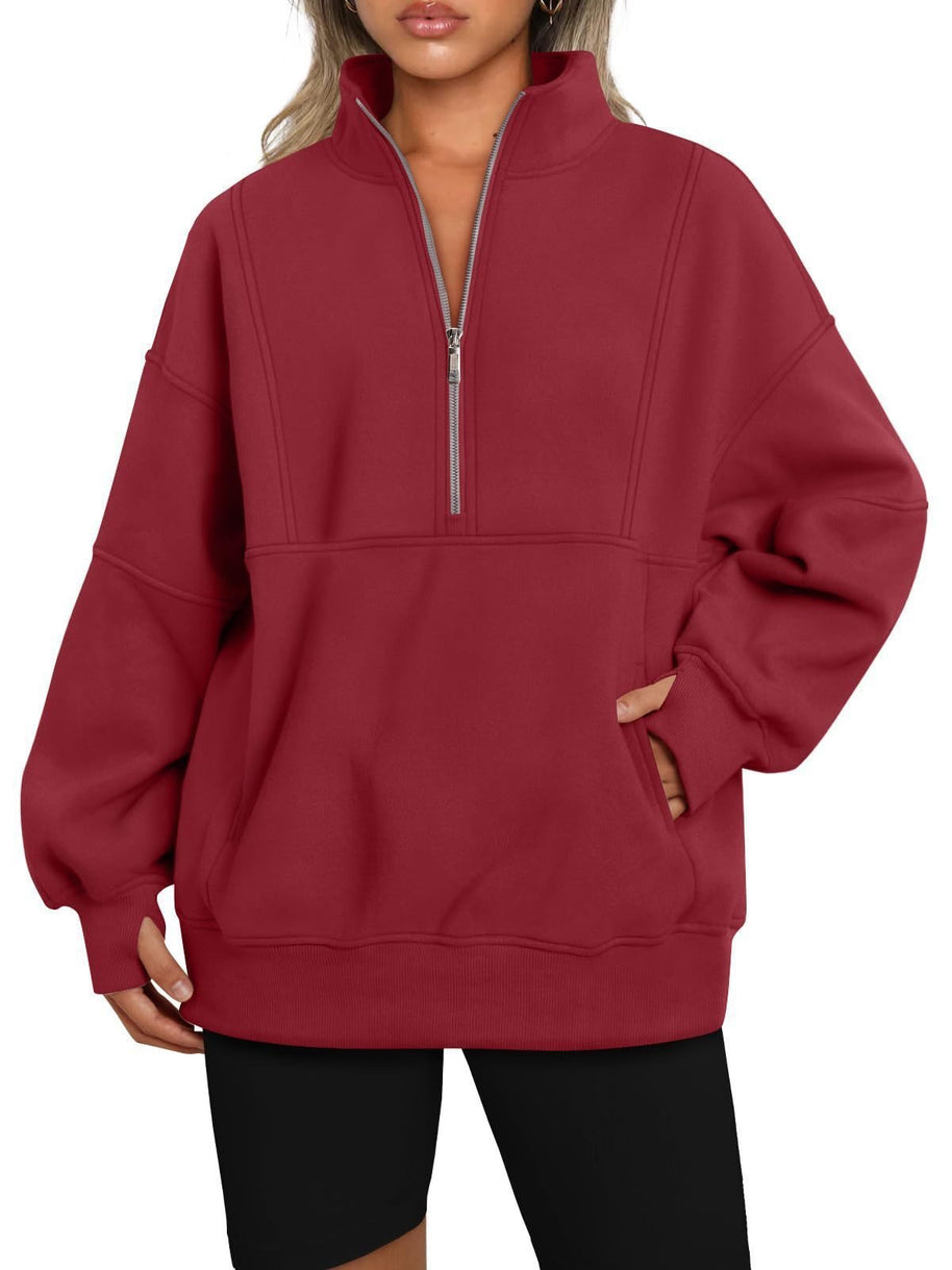Damen Sportlicher Hoodie mit hohem Kragen und Reißverschluss WW