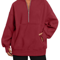 Damen Sportlicher Hoodie mit hohem Kragen und Reißverschluss WW